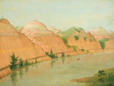壮观的克莱悬崖，在圣路易斯以上1800英里，1832年。 作者 乔治·卡特琳