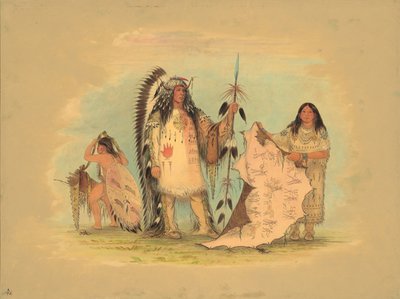 曼丹战争酋长与他最爱的妻子，1861-869年。 作者 乔治·卡特琳