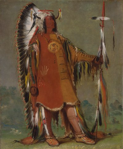 Máh-to-tóh-pa，四熊，第二首领，身着盛装，1832年。 作者 乔治·卡特琳