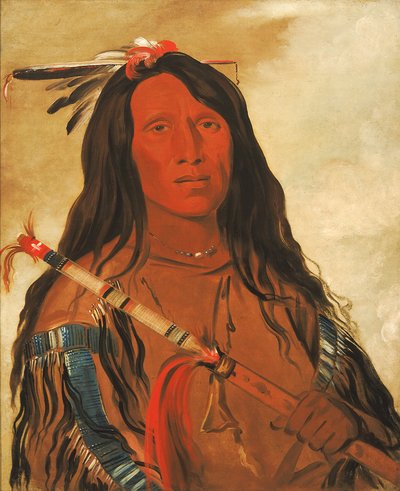Né-hee-ó-ee-wóo-tis，山上的狼，部落的酋长，1832年。 作者 乔治·卡特琳