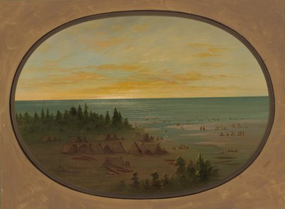 纳亚斯村--印度人洗澡，18551869。 作者 乔治·卡特琳
