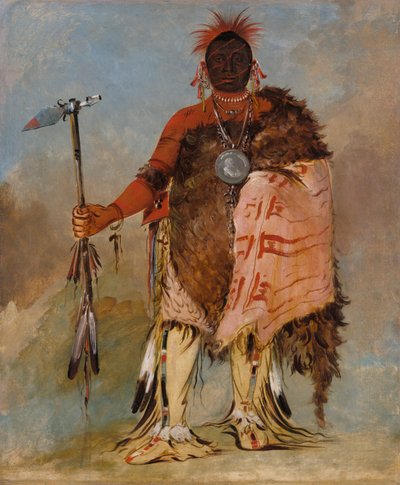 Om-pah-tón-ga，大麋鹿，一个著名的勇士，1832年。 作者 乔治·卡特琳