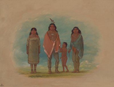 巴塔冈酋长、他的兄弟和女儿，1856-1869年。 作者 乔治·卡特琳