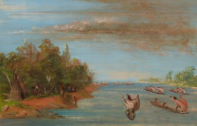 萨克和福克斯乘坐独木舟航行，1837-1839。 作者 乔治·卡特琳