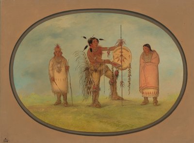 绍基勇士、他的妻子和一个男孩，1861-869年。 作者 乔治·卡特琳