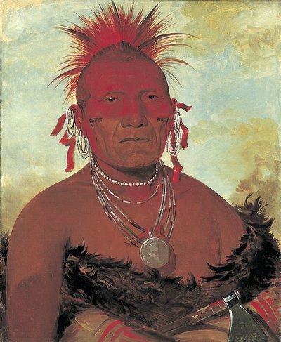 Shón-ka-ki-he-ga，马首领，大波尼族首领，1832年。 作者 乔治·卡特琳