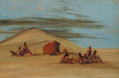 1837-1839年，苏族人在红石滩上做礼拜。 作者 乔治·卡特琳