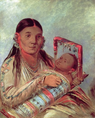 苏族母亲和婴儿，约1830年（布面油画 作者 乔治·卡特琳