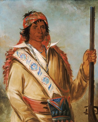Steeh-tcha-kó-me-co，大王叫Ben Perryman，是个酋长，1834年。 作者 乔治·卡特琳