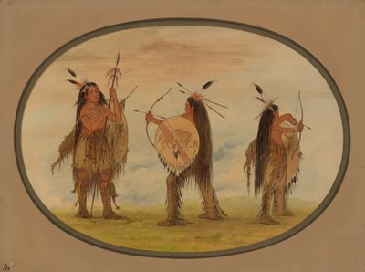 三名曼丹勇士为战争而武装，1861-869年。 作者 乔治·卡特琳