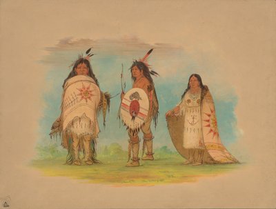 三个Riccarree印第安人，1861年。 作者 乔治·卡特琳