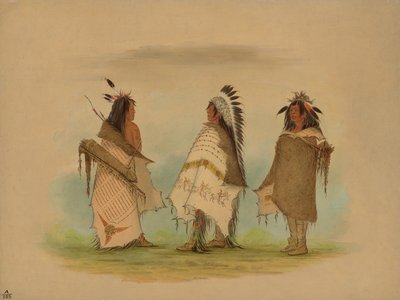 三个肖肖尼勇士，1861年。 作者 乔治·卡特琳