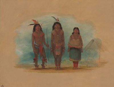 三个塔鲁马印第安人，1854年至1869年。 作者 乔治·卡特琳