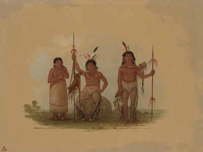 两名阿拉帕霍族战士和一名妇女，18611869。 作者 乔治·卡特琳