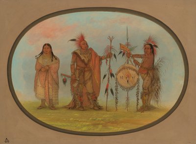 两位绍基酋长和一个女人，1861-869年。 作者 乔治·卡特琳