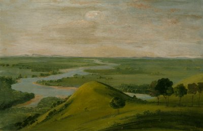 1834-1835年，德克萨斯州红河和假瓦西塔河交汇处的景色。 作者 乔治·卡特琳