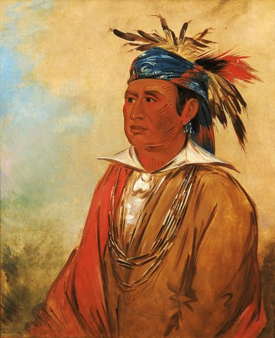 Wah-pón-jee-a，《天鹅，一个勇士》，1830年。 作者 乔治·卡特琳