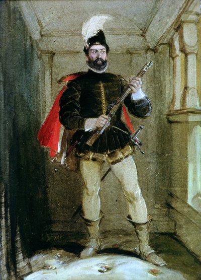 Bothwellhaugh的汉密尔顿将于1570年1月23日在Linlithgow拍摄Regent Murray 作者 乔治·卡特莫尔