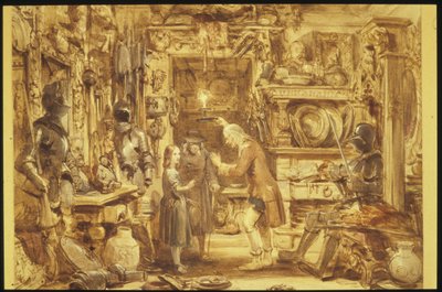 The Old Curiosity Shop Little Nells Home旧的好奇心商店内部，1840年（纸上写着） 作者 乔治·卡特莫尔
