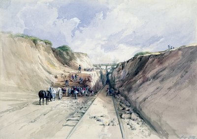 1841年在大西部铁路上挖掘切割（纸上写着） 作者 乔治·柴尔德斯
