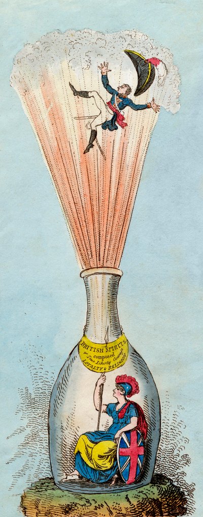 不列颠炸毁科西嘉酒瓶魔术师--1803年--英国讽刺作家不断抨击拿破仑政权的合法性--作者：乔治-克鲁克尚克 作者 乔治·克鲁克申克