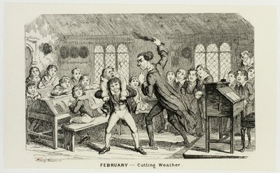 二月 - George Cruikshank 为《漫画年鉴》绘制的钢版画中的切割天气：1835-1853 作者 乔治·克鲁克申克