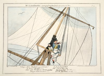 B. Mastheaded先生 - 或者，享受第304次新鲜空气，来自1835年的海军陆战队员进步（手工彩色雕刻） 作者 乔治·克鲁克申克