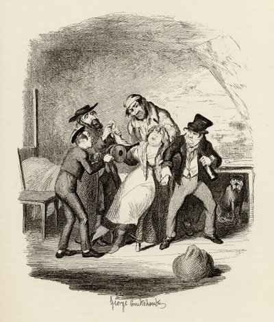 费金先生和他的学生从1838年查尔斯狄更斯（1812-70）的“奥利弗扭曲历险记”中恢复南希，1901年查普曼和霍尔出版 作者 乔治·克鲁克申克