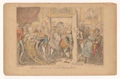Overvol 沙龙
拥挤的客厅带来的不便（标题见实物） 作者 George Cruikshank