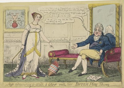 Prinses Charlotte uitgespeeld met haar Hollandse tol, 1814 年
小姐努力用她的荷兰玩具激发光彩（标题在实物上） 作者 乔治·克鲁克申克