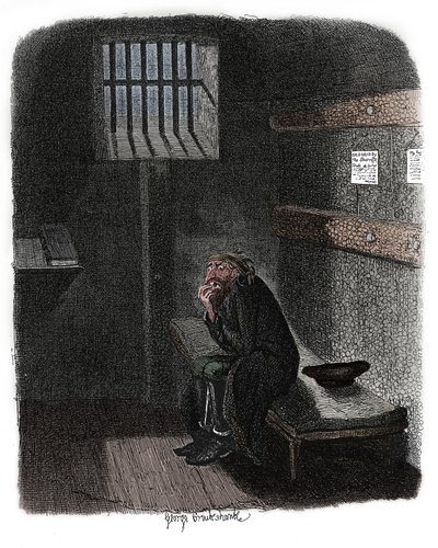 查尔斯·狄更斯（Charles Dickens）的《奥利弗·特维斯（Oliver Twist）》的场景，1837年 作者 乔治·克鲁克申克