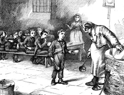 查尔斯-狄更斯的《奥利弗-斯特》中的场景，1871年 作者 乔治·克鲁克申克