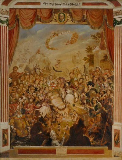 威廉·莎士比亚（1564-1616）于1564年与他的戏剧团一起首次出现在全球舞台上 作者 乔治·克鲁克申克