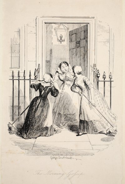The Gossip，来自最伟大的生命瘟疫，酒吧。 1847年 作者 乔治·克鲁克申克