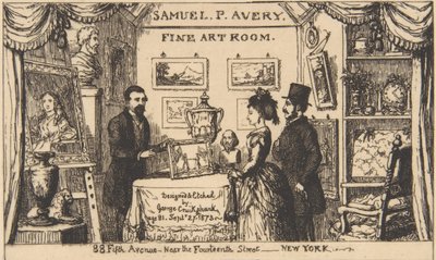Samuel P. Avery的贸易卡--美术室，1873年。 作者 乔治·克鲁克申克
