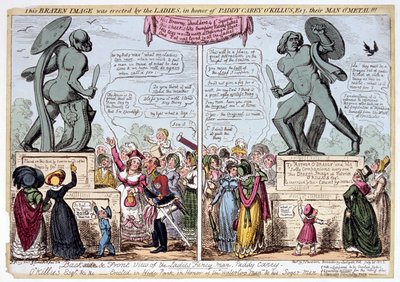 欣赏阿基里斯雕像的妇女，海德公园，伦敦，1822年。                        作者 乔治·克鲁克申克