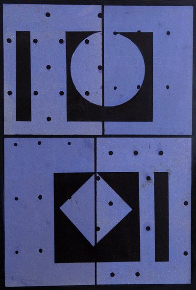拼贴，蓝色墨卡托（2004年）（卡片和纸） 作者 乔治·丹纳特