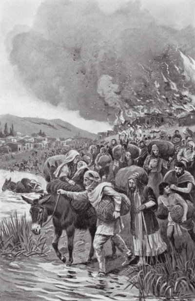 焚烧萨尔迪斯，公元前 498 年（石版画） 作者 乔治·德尔维尔（继）罗兰森