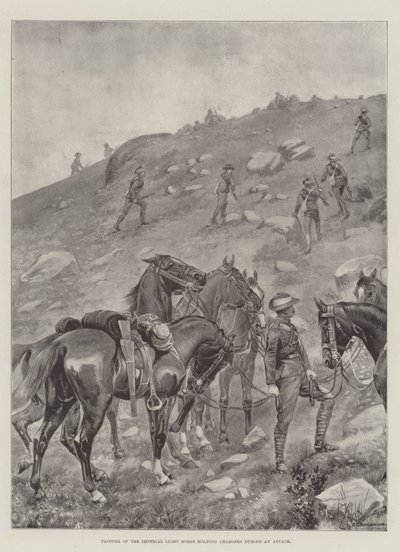 在攻击期间拿着充电器的皇家光马的警官 作者 George Derville Rowlandson