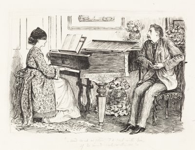 如果他愿意和我一起航行，我愿意和他一起航行，约 1865 年（钢笔和黑色墨水涂在石墨上） 作者 乔治·杜莫里耶