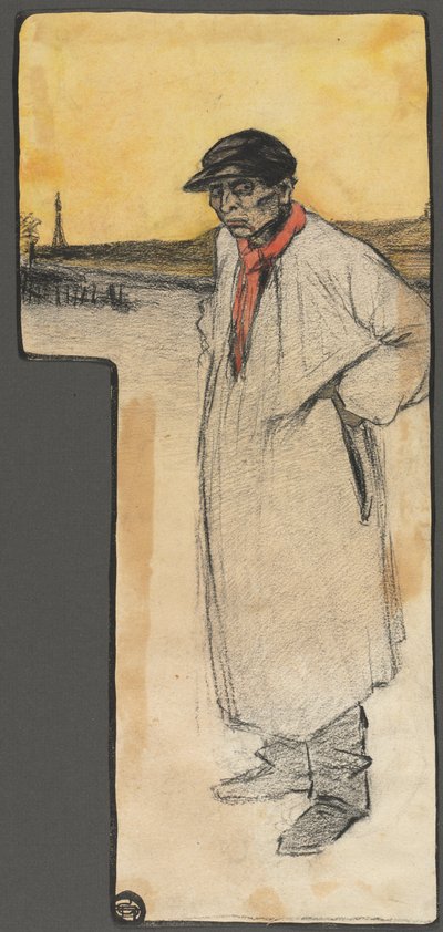 书籍插图的设计，站立的男性形象，1901年后。 作者 乔治·杜普伊斯