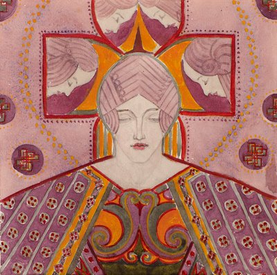 研究[装饰面板]，c.1898-1901（水彩） 作者 乔治荷兰戴维森