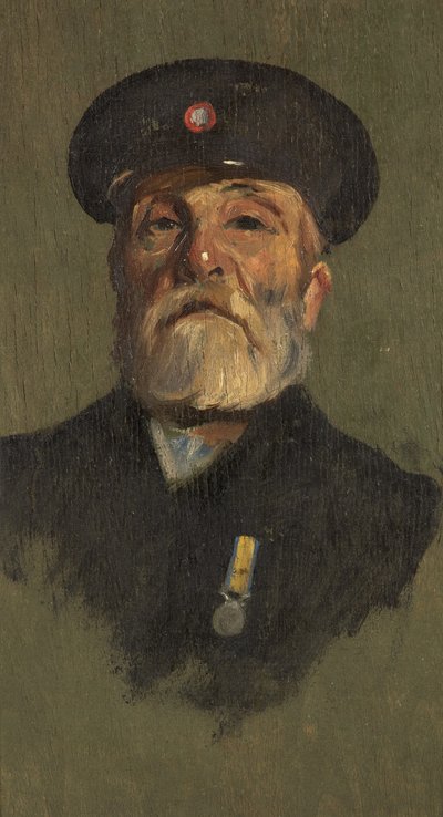 J. Lasbury, R.M.L.I.的肖像，约1920年（油画板）。 作者 乔治·埃德蒙·巴特勒