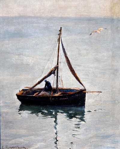 补网》，约1910年（布面油画）。 作者 乔治·爱德华·罗伯逊