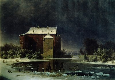 1848年在雪中鬼屋（石油） 作者 乔治·埃米尔·利伯特