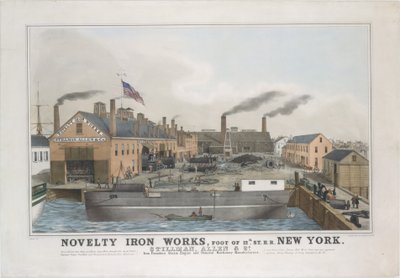 新颖的钢铁厂，12号街脚下，纽约东部铁路。Stillman, Allen & Co., Iron Founder..., 1841-44. 作者 乔治·恩迪科特