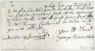 1716年6月汉德尔写的信 作者 George Frederick Handel