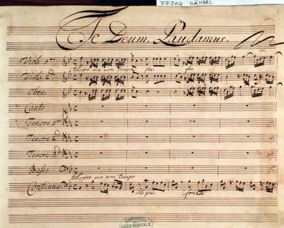 G F Handel 的 Te deum 乐谱的扉页 作者 乔治·弗雷德里克·汉德尔