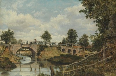 一座老桥梁在亨登，Middlesex。约于1828年 作者 乔治·弗雷德里克·沃茨
