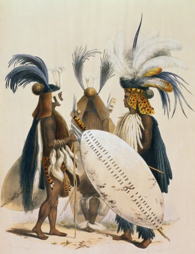 1849年，来自“The Kafirs Illustrated”的20块国王熊猫军的祖鲁士兵 作者 乔治·法国·安加斯